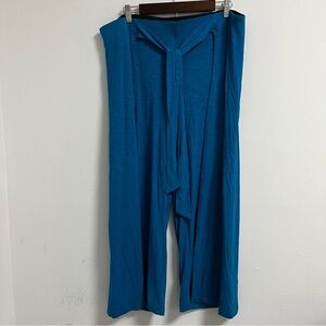 Whbm Wide Leg Crop Slub Knit Wrap Over Pants Ocean Tie Front Elastic Waist SZ XL
